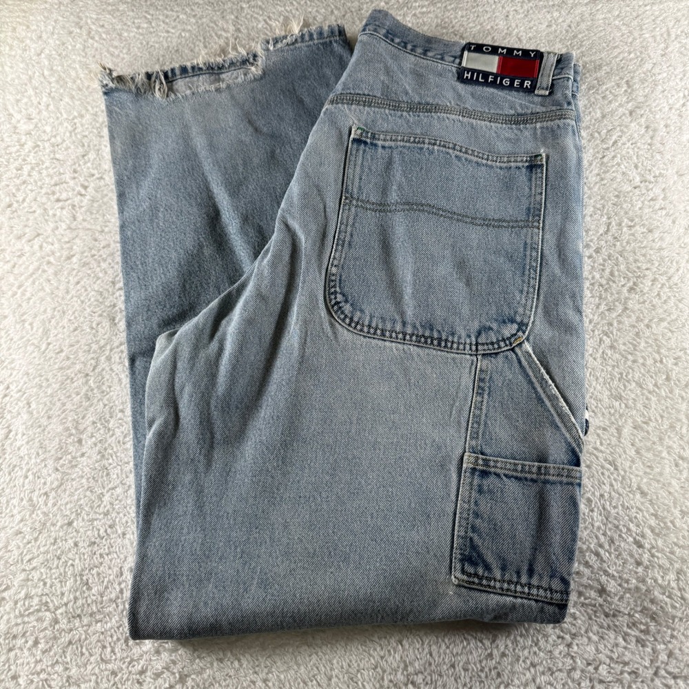 Vtg Y2K Tommy‎ Hilfier Loose Relaxed Baggy Skater Straight Jeans 36x34 Carpenter